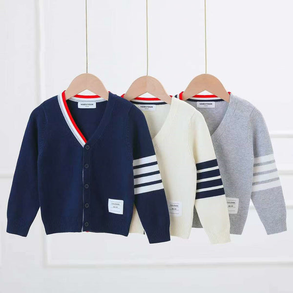 Baby Girl Navy Shoulder Stripe Sweater