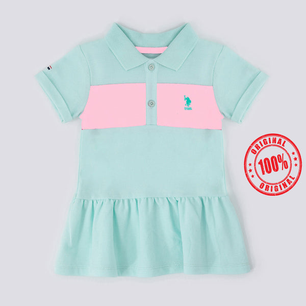 U.S. Polo Assn Baby Girl Sea Green/Pink Top
