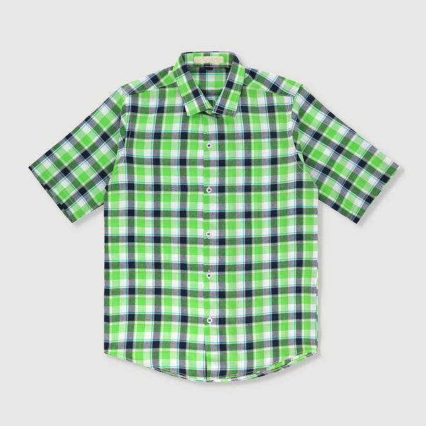 Tomo Green Check Shirt (Half Sleeves)