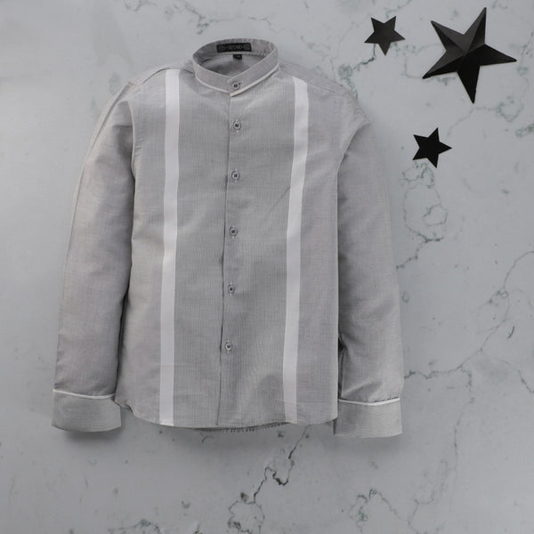 Tomo Grey Stripes Print Shirt