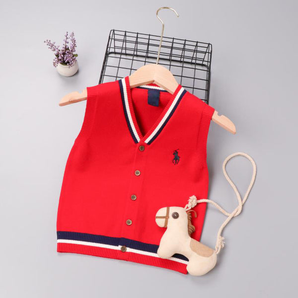 Girl Red Front open Sleeveless Sweater